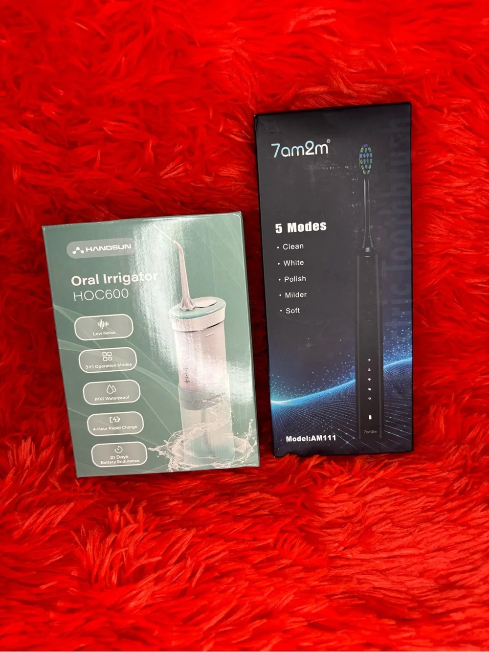 7am2m + HANGSUN Oral Care Set - Black Electric Toothbrush & Mint Oral Irrigator